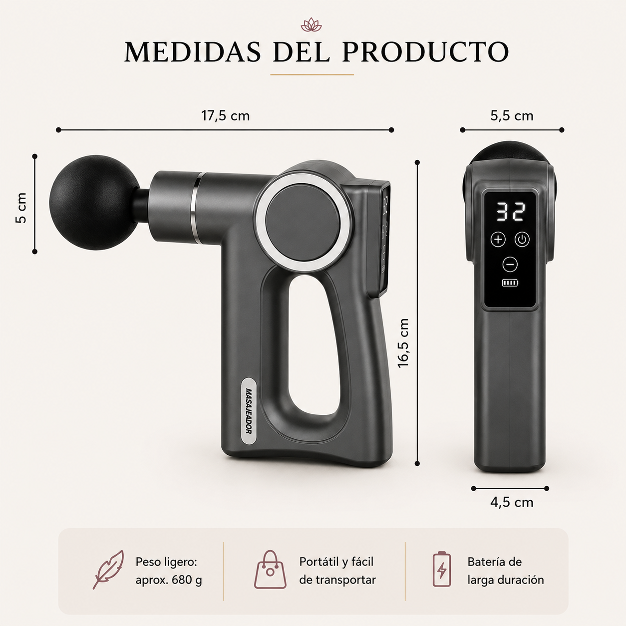 Masajeador Muscular Premium con Calentamiento Inteligente