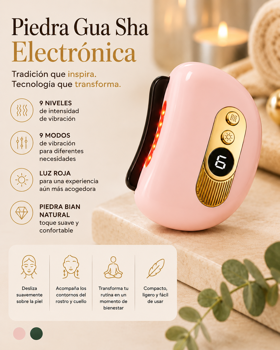 Masajeador Facial Gua Sha Eléctrico con Calor
