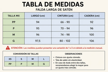 Falda Larga de Satén Premium para Mujer.