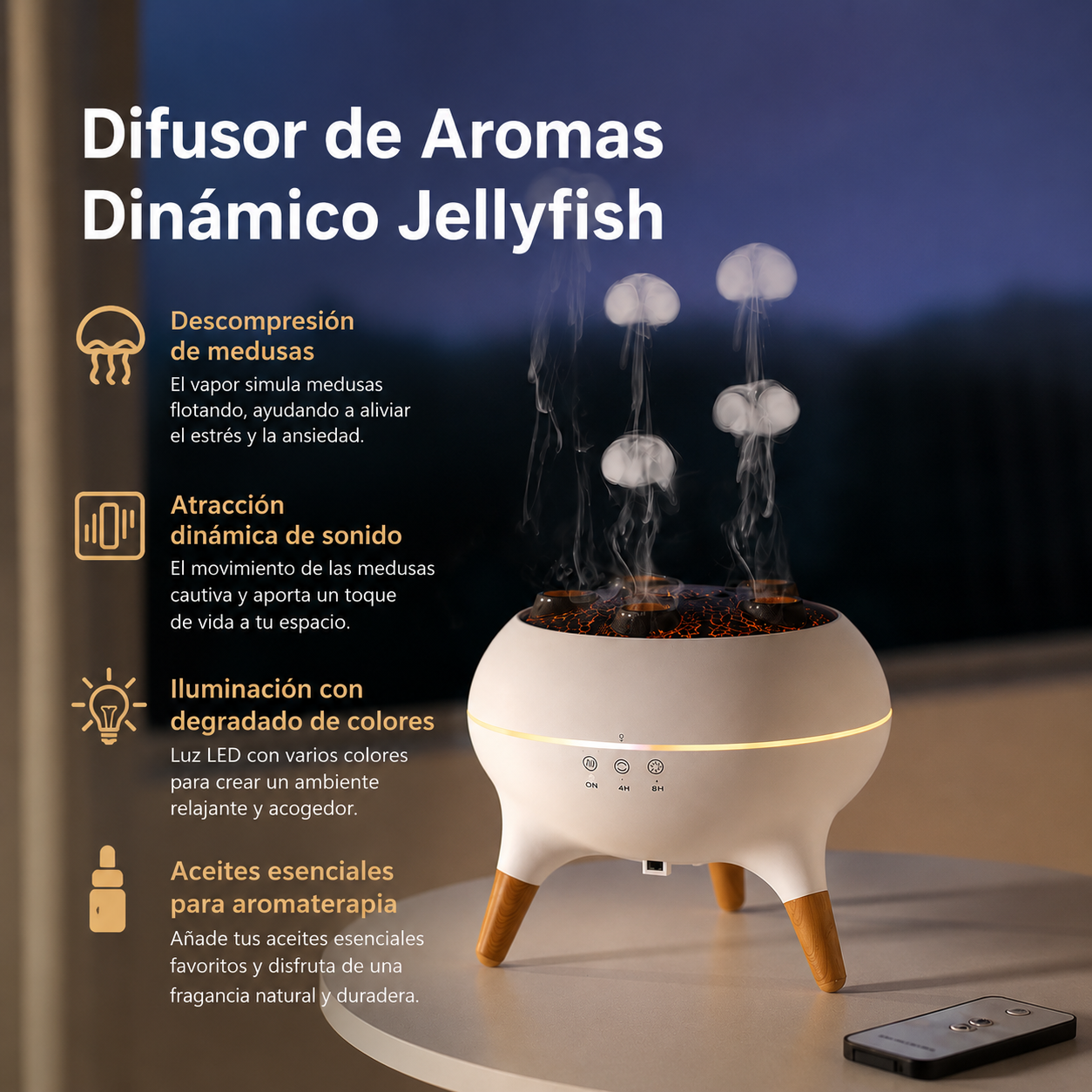 Difusor Aromático con Luz de Colores