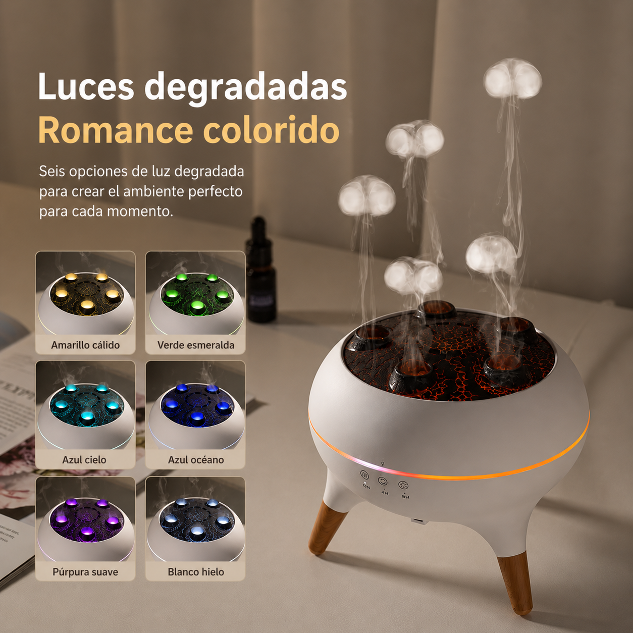 Difusor Aromático con Luz de Colores