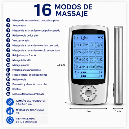 TerapiaRelax 16 — Alivio Profundo a Tu Ritmo + 10 Electrodos de Regalo